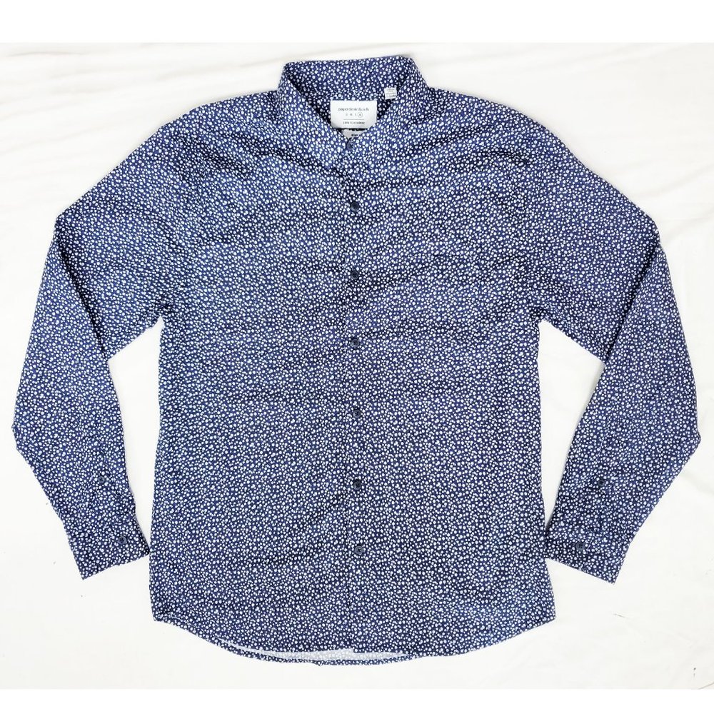 Paper Denim & Cloth PD&C Mens Navy Blue Floral Slim Shirt Stretch Cotton XL - Picture 8 of 8